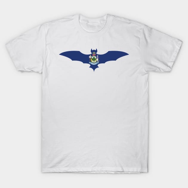 Maine Bat Flag T-Shirt by Wickedcartoons